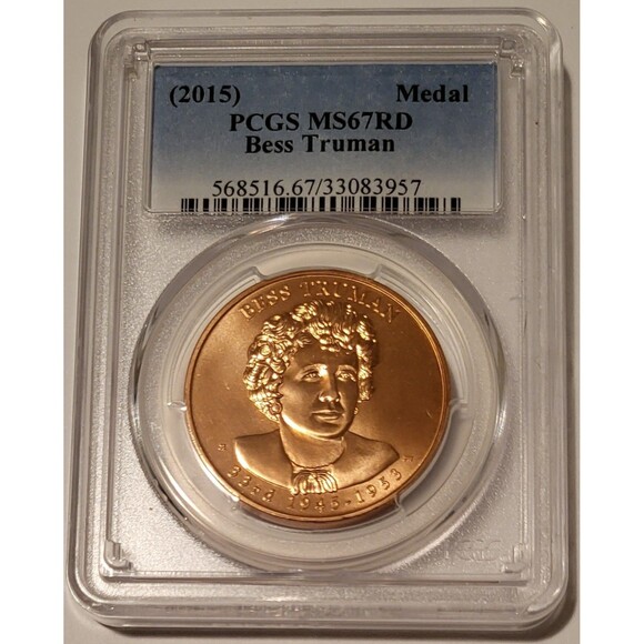 2015 Bess Truman Bronze U.S. Mint Bronze Medal MS67 RED PCGS - Picture 1 of 2